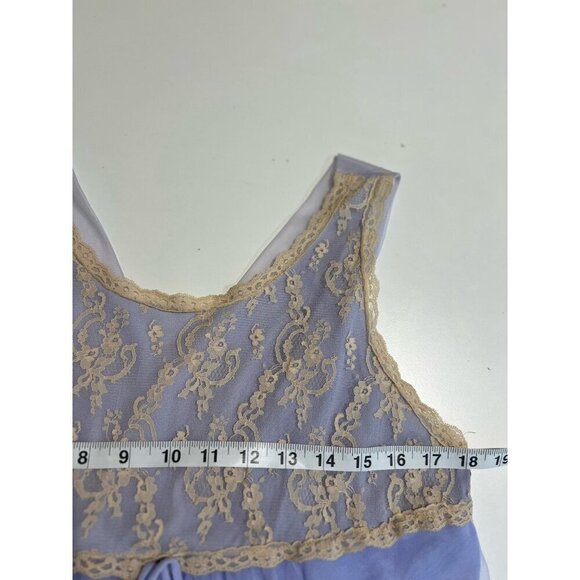 Vintage Aristocraft Blue Lace Nightgown Medium 1960s Retro Sheer Lined - Picture 6 of 8